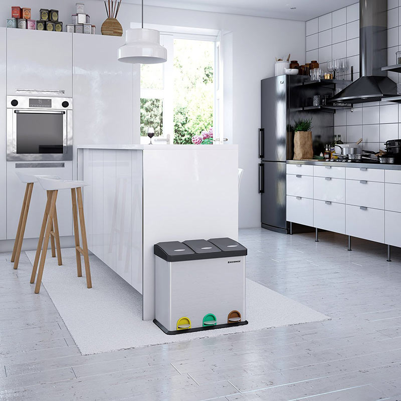 Cubo de Acero inoxidable para Reciclar Songmics